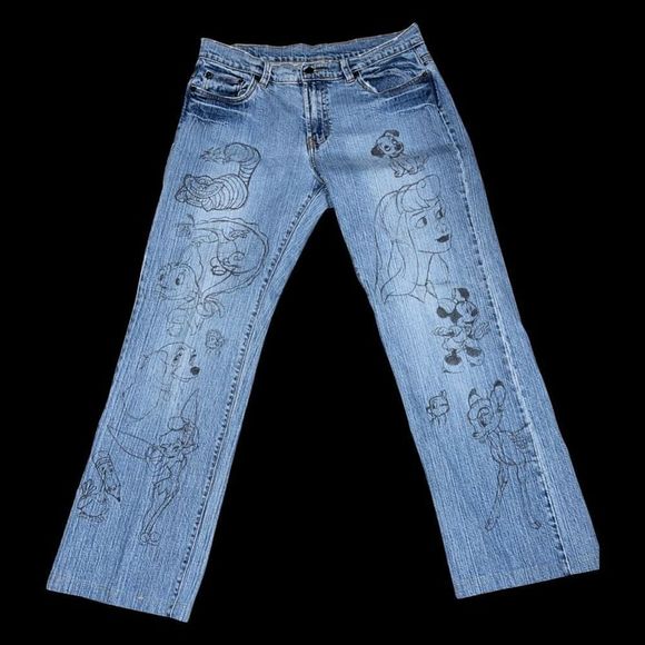 Vintage Disney Character Jeans Bambi Tinker Minnie Flounder Chip Cinderella 10 - Picture 1 of 8